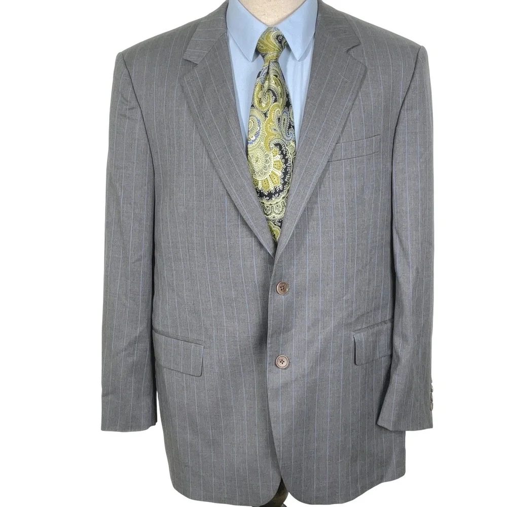 Brooks‎ Brothers 1818 Madison Blazer Men 42R Gray Blue Pinstripe Wool Italian